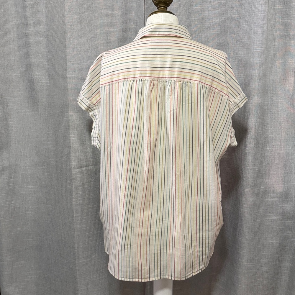 Madewell Central Stripe Popover Shirt-Sz M-Over Sized-Cotton-Multi Color-EUC - Picture 2 of 16